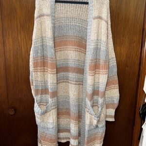Striped Knit Cardigan Sweater